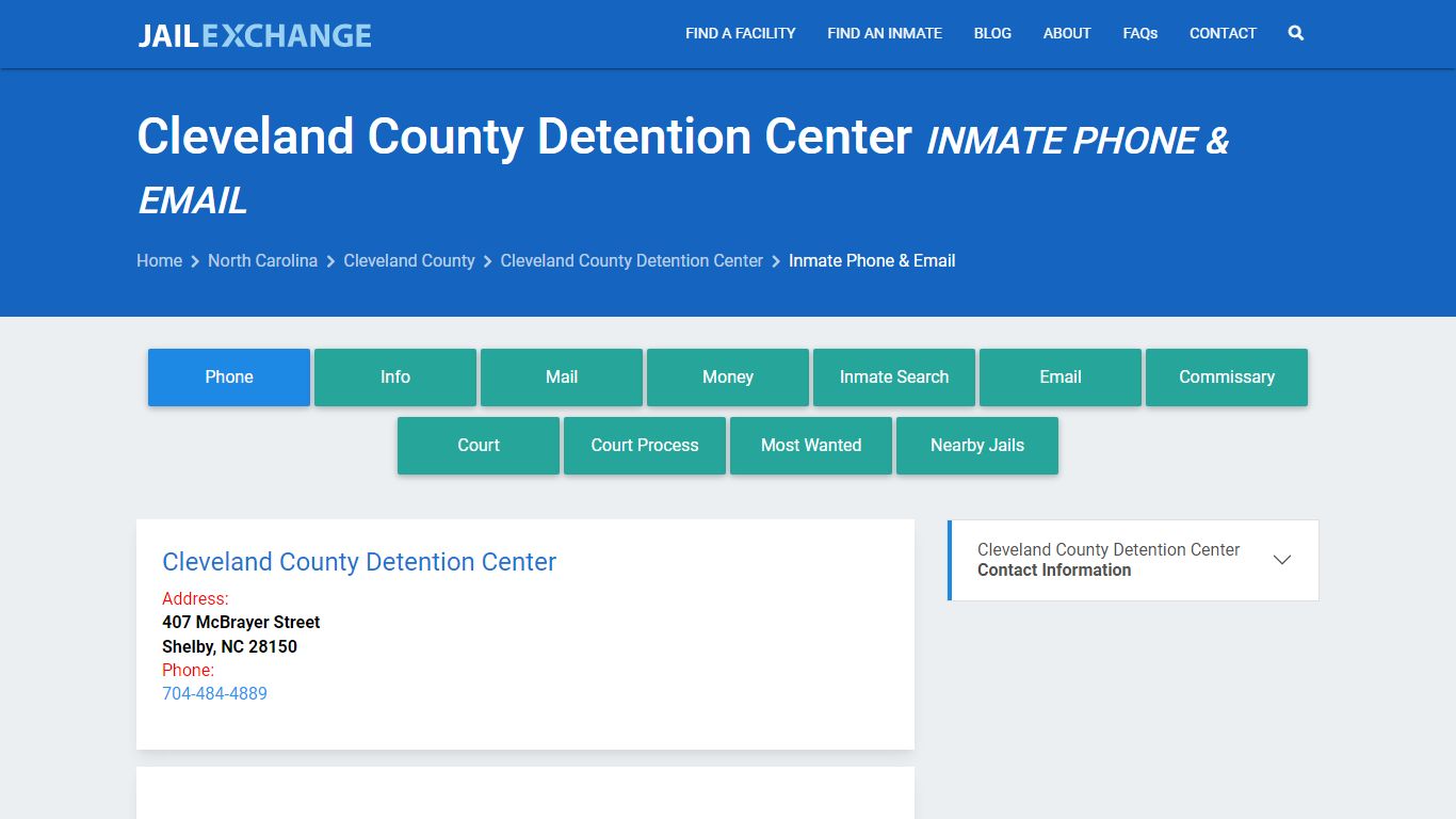 Inmate Phone - Cleveland County Detention Center, NC - Jail Exchange